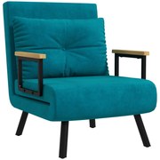 HOMCOM Poltrona Cama 3 em 1 com Encosto Reclinável em 5 Posições e Almofada 63x73x81 cm Azul Escuro | Aosom Portugal