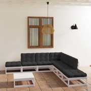 vidaXL 8 pcs conjunto lounge de jardim com almofadões pinho maciço