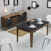 Conjunto de Mobiliário de Sala Milan500 – Nogueira e Preto – Cômoda 18
