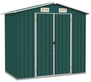 vidaXL Abrigo de jardim 205x129x183 cm aço galvanizado verde