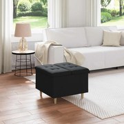 vidaXL Puff de armazenamento com almofada Preto 60 x 60 x 45 cm tecido