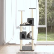 vidaXL Árvore p/ gatos c/ postes arranhadores sisal 141cm cinza-escuro