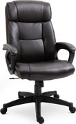 Vinsetto Cadeira de Escritório Ergonómica Ajustável Giratórios 360° Revestimento Sintético PU 64x73x106-115,5 cm Castanho | Aosom Portugal