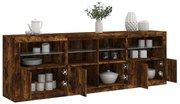 vidaXL Aparador com luzes LED 202x37x67 cm carvalho fumado