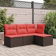 vidaXL Banco de jardim com almofada marrom 55x55x37 cm vime sintético
