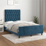 Estrutura de cama sem colchão 120x200 cm veludo azul