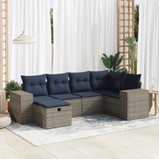 vidaXL 6 pcs conjunto sofás de jardim com almofadões vime cinzento