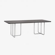 Mesa De Jantar Retangular Em Mdf E Aço Inox Tento Folheado A Freixo Preto & 240 X 100 Cm - Sklum