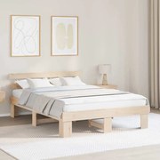 Estrado de Cama com Cabeceira 140x200 cm Madeira Maciça de Pinho
