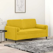vidaXL Sofá 2 lugares c/ almofadas decorativas 140 cm veludo amarelo