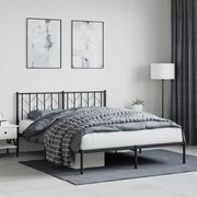 vidaXL Estrutura de cama em metal com cabeceira 150x200 cm preto