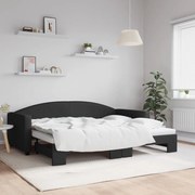 vidaXL Sofá-cama com gavetão 90x200 cm tecido preto