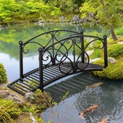 Ponte de jardim em metal, decoração de jardim com corrimões laterais, carga máxima de 150 kg, 102 x 48 x 49 cm, preta