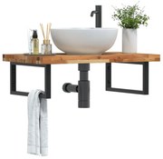 vidaXL Prateleira de parede p/ lavatório aço/madeira de acácia maciça