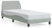 Estrutura de cama c/ cabeceira 90x200 cm veludo cinzento-claro