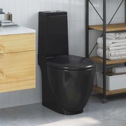 3059889 vidaXL Sanita WC redonda cerâmica c/ descarga água inferior preto