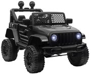 HOMCOM Carro Elétrico para Crianças a partir dos 3 Anos Veículo Todo-o-Terreno com Bateria de 12V 2 Motores Controlo Remoto 2,4G Faróis Buzina Velocidade Ajustável Suporta 30 kg 100x65x72 cm Preto