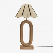 Candeeiro De Mesa Em Madeira De Manga Tiberia Madeira De Manga & Branco - Preto Ø35 Cm - ↑20 Cm Irais - Sklum