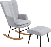 HOMCOM Poltrona Baloiço com Apoio para os Pés Poltrona Relax com Almofada Acolchoada e Anti-Tombo 64x89x90 cm Cinzento | Aosom Portugal