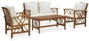 vidaXL 4 pcs conj. lounge jardim c/ almofadões madeira acácia maciça