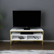 Suporte de TV Merrion – Branco e Dourado – 110 cm x 35 cm x 49,9 cm