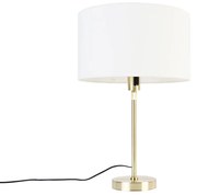 Candeeiro de mesa dourado regulável com abajur branco 35 cm - Parte Design