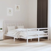 Estrutura de cama king 150x200 cm madeira maciça branco