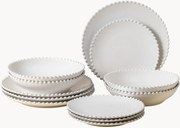Conjunto de loiça com bordas com contas Pearl, 4 pessoas, conjunto de 12