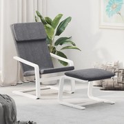 vidaXL Cadeira de descanso com banco p/ pés tecido cinza-escuro