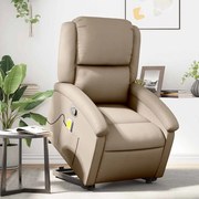 vidaXL Poltrona massagens reclinável elevatória couro art. cappuccino