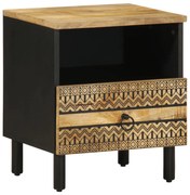 vidaXL Mesa cabeceira 40x33x46cm madeira mangueira áspera maciça preto