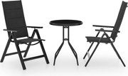vidaXL 3 pcs conjunto de bistrô preto e antracite