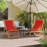 vidaXL Cadeiras de praia dobráveis 2 pcs tecido vermelho