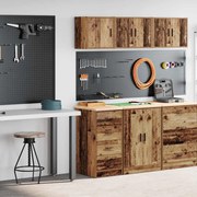 vidaXL Armários de garagem 2 pcs derivados de madeira madeira velha