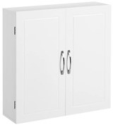 Armário de parede VASAGLE, armário de banheiro suspenso, armário de remédios com prateleiras ajustáveis, portas duplas, 60 x 18 x 60 cm, estilo nórdico escandinavo, branco fosco BBC320W01