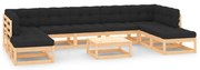 10 pcs conj. lounge jardim c/ almofadões pinho maciço antracite