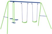 Outsunny Conjunto de Baloiços de Jardim com Altura Ajustável Baloiços para Crianças com Baloiço Duplo  280x140x178 cm Verde | Aosom Portugal