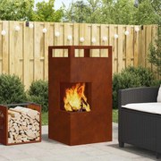 vidaXL Fire Pit Castanho 50 x 50 x 100 cm Aço
