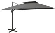 vidaXL Guarda-sol jardim cantilever c/ toldo duplo 300x300cm antracite