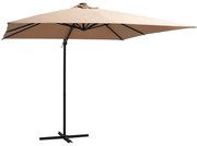 Guarda-sol cantilever luzes LED/poste aço cinzento-acastanhado
