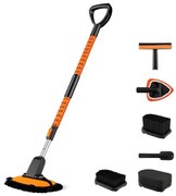 Pá de neve extensível 2 em 1, raspador de gelo de 41 polegadas - laranja