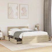 vidaXL Estrutura cama c/ cabeceira derivados madeira carvalho sonoma