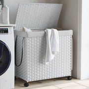 vidaXL Cesto para roupa suja com rodas 60x35x60,5 cm vime branco