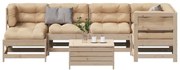 vidaXL 7 pcs conjunto lounge de jardim c/ almofadões pinho maciço