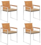 vidaXL Cadeiras de jardim c/ almofadões 4 pcs madeira de acácia maciça
