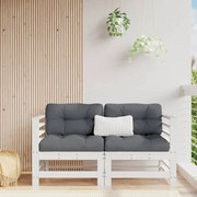 vidaXL Sofás de canto para jardim 2 pcs madeira de pinho maciça branco