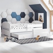 Cama infantil  dupla Luk 160x80 comboio branca - colchão e estrado incluído