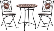 vidaXL 3 pcs conjunto bistro em mosaico azulejos de cerâmica terracota