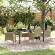 vidaXL Conjunto de Jantar de Jardim 5 peças Bege Rattan PE