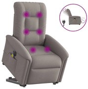 vidaXL Poltrona elétrica elevatória massagens tecido cinza-acastanhado